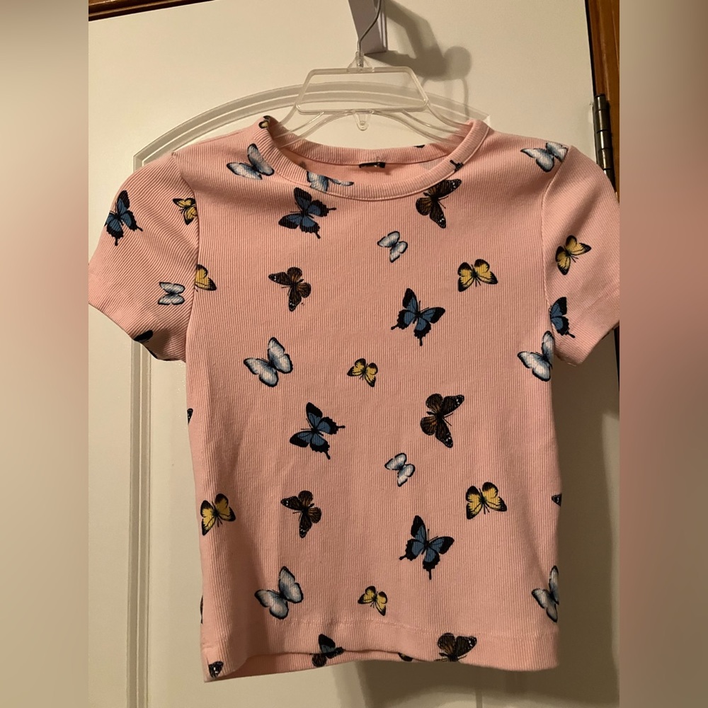 Girls Pink Butterfly Shirt